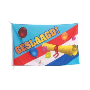 Vlag geslaagd thema met diploma - polyester - 150 x 90 cm - versiering