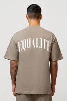 Equalité Oliver Oversized T-Shirt Heren Taupe/Wit - Maat XXS - Kleur: WitBruin | Soccerfanshop
