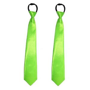 Carnaval verkleed stropdas - 2x - neon groen - volwassene - verkleedthema