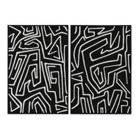 Schilderij Home ESPRIT Wit Zwart Modern 83 x 4 x 123 cm (2 Stuks)