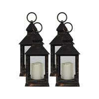 Lantaarn - 4x - vintage look - met LED kaars - 10.5 x 10.5 x 24 cm - sfeerlicht - binnen / buiten Lantaarn - 4x - vintage look - met LED kaars - 10.5 x 10.5 x 24 cm - sfeerlicht - binnen / buiten