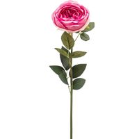Emerald Kunstbloem roos Joelle - fuchsia - 65 cm - decoratie bloemen   - - thumbnail