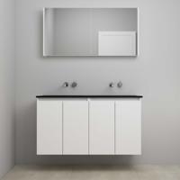 On-Line Badkamermeubelset - 120 cm - Voorgemonteerd - Greeploze Ladestructuur - Acryl Wastafel - zonder Kraangat - Spiegelkast - Hoogglans Wit - V02