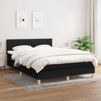 Boxspring met matras stof zwart 140x190 cm