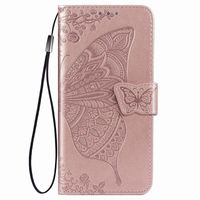 OPPO Find X3 Pro hoesje - Bookcase - Pasjeshouder - Portemonnee - Vlinderpatroon - Kunstleer - Rose Goud - thumbnail