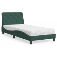 Bed met matras fluweel donkergroen 90x190 cm