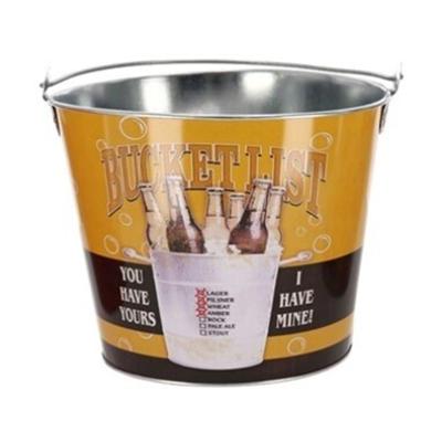 IJsemmer/bierkoeler met handvat - Retro look - 4.5L - metaal - geel - D22 x H17 cm