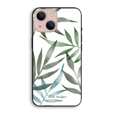 Tropical watercolor leaves: iPhone 13 mini Biologisch afbreekbaar hoesje