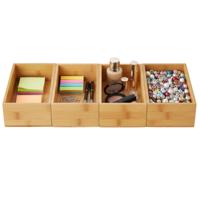 Gerimport Lade organizer - 4x - bamboe hout - 25 x 15 x 7 cm - bakje - kast organizer