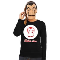 Zwarte Salvador Dali sweater met La Casa de Papel masker dames - thumbnail
