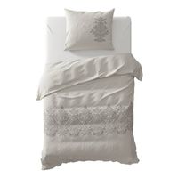 Yellow Iruma dekbedovertrek - 1-persoons (140x200/220 cm + 1 sloop) - Percal katoen - Grijs - thumbnail