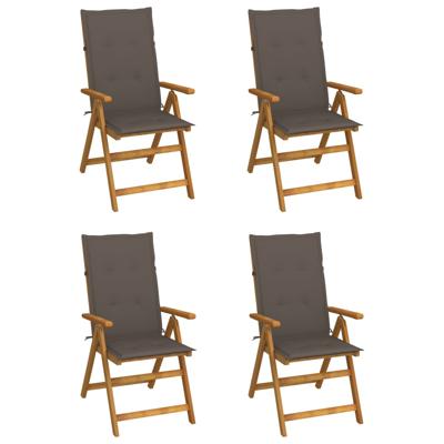 Tuinstoelen 4 st verstelbaar met kussens massief acaciahout
