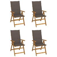 Tuinstoelen 4 st verstelbaar met kussens massief acaciahout