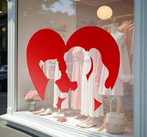 Moederhart silhouet etalage sticker