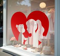 Moederhart silhouet etalage sticker