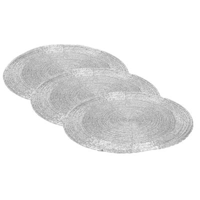 12x stuks placemats/onderleggers zilver rond D35 cm
