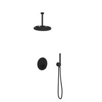 Hotbath Cobber Inbouw Regendoucheset Thermostaatkraan Met 2 Pushbuttons Rond, Plafondbuis 30cm, Hoofddouche 30cm En Staafhanddouche Geborsteld Nikkel - thumbnail