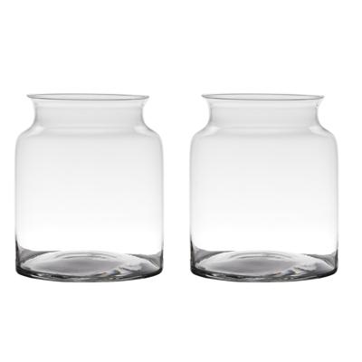 Stijlvolle bloemenvaas - 2x stuks - glas - transparant - 27 x 22 cm - modern
