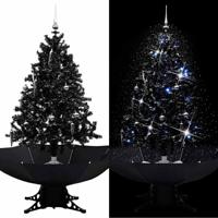 Kerstboom sneeuwend met paraplubasis 140 cm PVC zwart