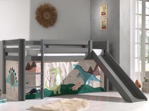 Bed ALIZE met glijbaan 90x200 cm grijs pijnboom tent Dinosaurus