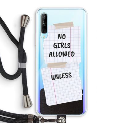 No Girls Allowed Unless: Huawei P Smart Pro Transparant Hoesje met koord