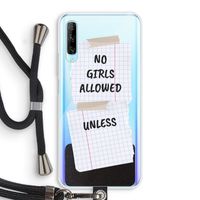 No Girls Allowed Unless: Huawei P Smart Pro Transparant Hoesje met koord