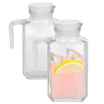 Gerimport schenkkan Lucia - 2x - Limonadekan - Waterkan - Met deksel - 1,5L - glas