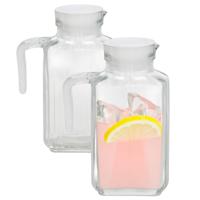 Gerimport schenkkan Lucia - 2x - Limonadekan - Waterkan - Met deksel - 1,5L - glas Gerimport schenkkan Lucia - 2x - Limonadekan - Waterkan - Met deksel - 1,5L - glas