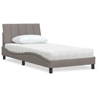 Bed met matras "Hanko" stof taupe 100x200 cm