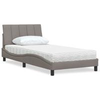 Bed met matras "Hanko" stof taupe 100x200 cm