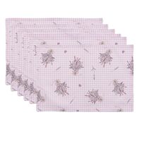 Clayre & Eef Placemats Set van 6 48x33 cm Paars Wit Katoen Rechthoek Lavendel Tafelmat Paars Tafelmat - thumbnail