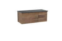 Balmani Forma zwevend badmeubel 120 x 55 cm amerikaans notenhout met Stretto enkel wastafelblad in zwart graniet, Horizontale symmetrische rechte ribbel - thumbnail