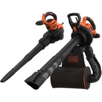 BLACK + DECKER - Stofzuiger, Blower, Snoer Bladhakselaar 3000W - BEBLV300-QS - Wordt geleverd met flexibele slang en 72L rugzak