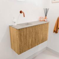 Toiletmeubel Mondiaz Joya Dlux | 81.6 cm | Meubelkleur Oak | Faye wastafel Opalo Wasbak Links | Zonder kraangat(en)