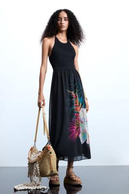 Tropische halterjurk - BLACK - S