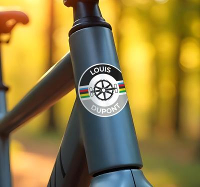 Naam met cirkelstrepen fiets sticker