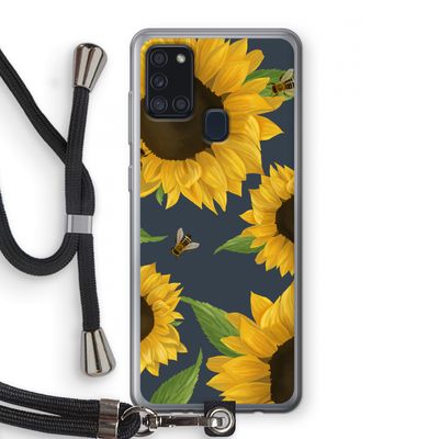 Sunflower and bees: Samsung Galaxy A21s Transparant Hoesje met koord