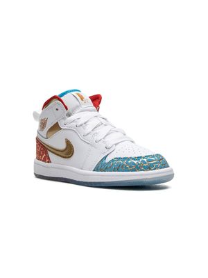 Jordan Kids baskets mi-montantes Air Jordan 1 PS 'UNC to CHI' - Blanc