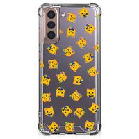 Doorzichtige Silicone Hoesje voor Samsung Galaxy S21 Plus Katten Emojis