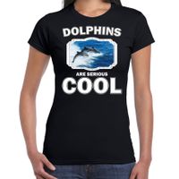 Dieren dolfijn groep t-shirt zwart dames - dolphins are cool shirt