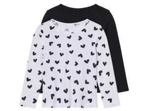 lupilu 2 kinder shirts (Zwart/wit, 110/116)