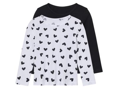 lupilu 2 kinder shirts (Zwart/wit, 110/116)