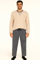 M.E.Q. Heren pyjama lange mouwen katoen - ronde hals - Katoen