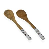 Set Keukengerei Versa Bamboe Porselein Mangohout 6 x 1 x 30 cm Bloemenveld