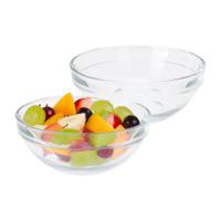 Kommetje/serveer/fruit schaal - 2x - glas - stapelbaar - 500 ml - 14 x 6 cm