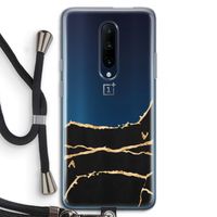 Gouden marmer: OnePlus 7 Pro Transparant Hoesje met koord