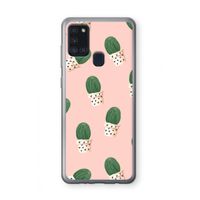 Cactusprint roze: Samsung Galaxy A21s Transparant Hoesje