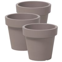 3x stuks basic plantenpot/bloempot kunststof dia 16 cm/hoogte 14.5 cm taupe