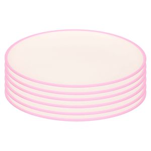 6x stuks onbreekbare kunststof/melamine roze ontbijt bordjes 23 cm voor outdoor/camping