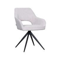 LABEL51 Eetkamerstoel Finley - Naturel - Boucle - Zwart Metalen Frame